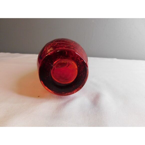 Kanawha Amberina Handblown Crackle Glass Pitcher with Applied Handle Vintage - Picture 8 of 9